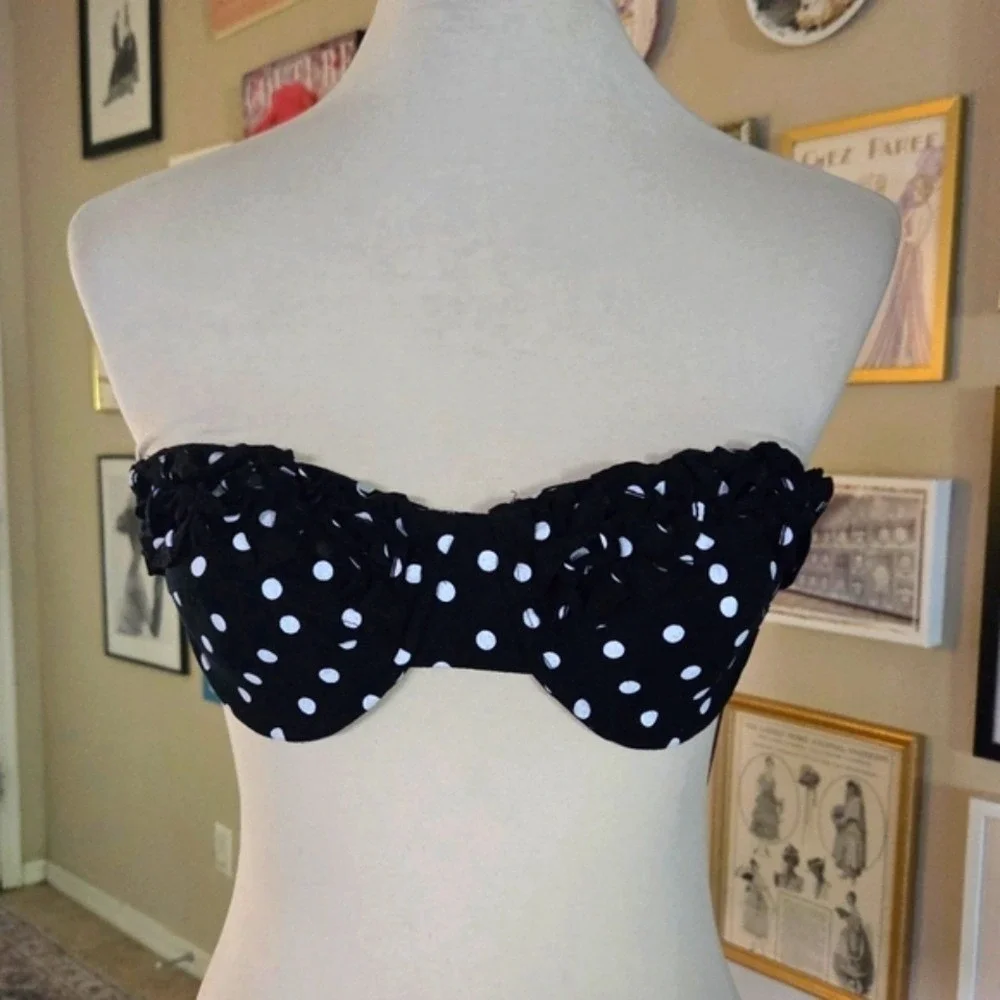 80s Black and‎ White Polka Dot Cropped Jacket High Waist Short Set